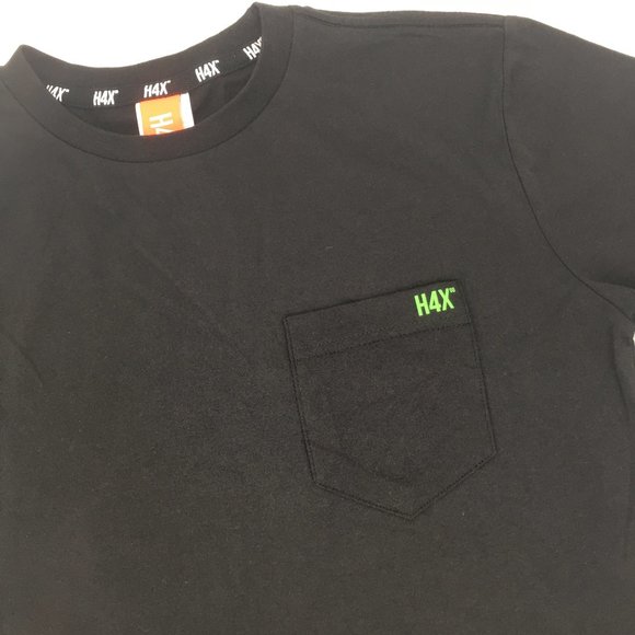 H4X Logo T-Shirt Black & Neon Green Men's Small - Picture 3 of 3